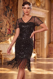 Paillettes Corte Gatsby Nero Scintillante con paillette dorate
