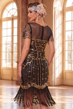 Paillettes Corte Gatsby Nero Scintillante con paillette dorate