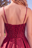 Corsetto blu A Line A Paillettes volant vestito corto da cocktail con pizzo sulla schiena