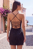 Corsetto giallo bodycon ricamo floreale Abito corto da ritorno a casa con pizzo sulla schiena
