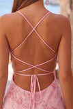 Abito corto di cocktail con spalline spaghetti con perline e albicocca bodycon paillettes