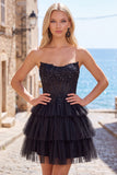 Fucsia Corsetto A Line Abito di cocktail senza spalline con appliques in pizzo