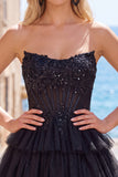 Fucsia Corsetto A Line Abito di cocktail senza spalline con appliques in pizzo