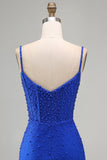 Corsetto Perle Blu Reali Abito Corto da cocktail con perline
