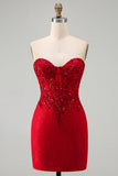 Corsetto corto di perline con corto bodycon spalline e pizzo