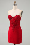 Corsetto corto di perline con corto bodycon spalline e pizzo