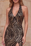 Vestito da cerimonia lungo cappellino scollo a V lungo con fessura laterale alta