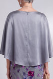 Velluto floreale grigio Guaino strass con scollo battuto rass abito madre della sposa con mantello