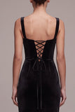 Abito Deep Velluto Nero con Strass