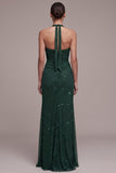 Abito elegante Maxi elegante verde scuro con guaina e perline arricciate
