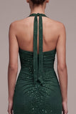 Abito elegante Maxi elegante verde scuro con guaina e perline arricciate