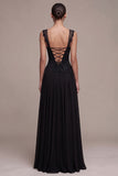 Abito formale Maxi A-Line Corset Nero con Pizzo
