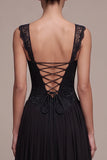 Abito formale Maxi A-Line Corset Nero con Pizzo