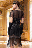 Vestito Anni '20 con scollo a V e maniche corte con guaina albicocca e maniche corte