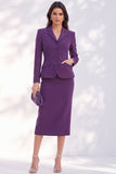 Abiti midi femminili a seno singolo viola scuro con taglie e tasche