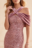 Desert Rose Sirena Cap a Nessop Paillettes Velluto Abito Formale Lungo