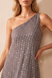 Abito Formale Lungo A Linea A con una spalla paillettes