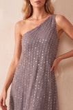 Abito Formale Lungo A Linea A con una spalla paillettes
