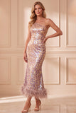 Abito elegante Midi con paillettes vintage malva malva