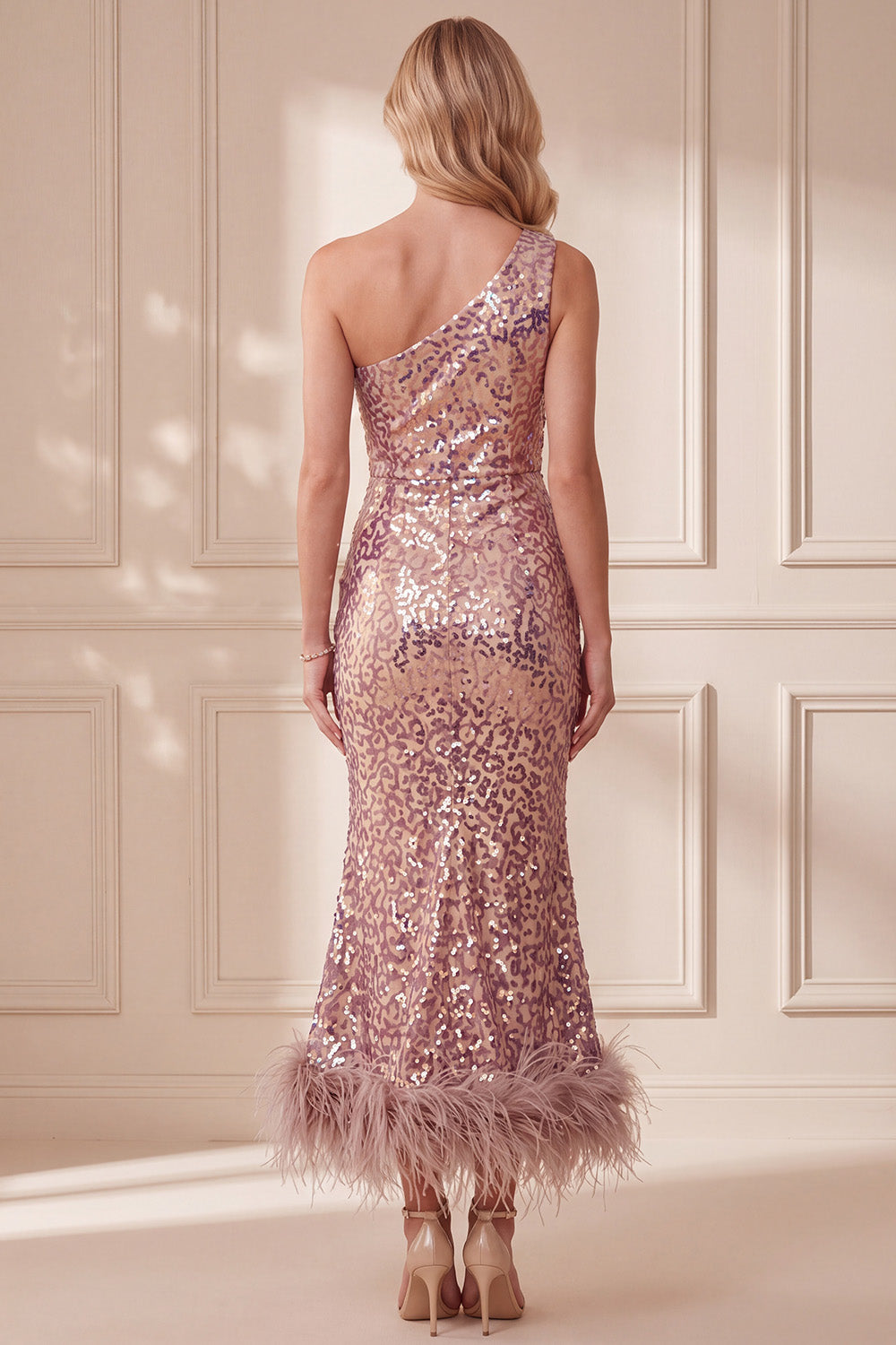 Abito elegante Midi con paillettes vintage malva malva