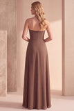 Abito formale Maxi in chiffon Coffee A-Line senza spalline