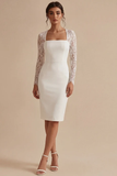 Abito da sposa midi bianco bodycon floreale con pizzo