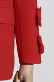 Red Peak Lapel Donne Prom Blazer con Fiocco