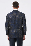 Blu scuro Navy Jacquard Scialle Risvolto Blazer Da Ballo Da Uomo