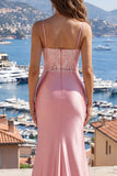 Blush Vestito da cermonia in raso sirena con fessura