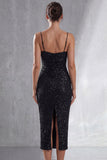 Abito Midi Sheath Black con spalline sparkly