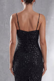 Abito Midi Sheath Black con spalline sparkly
