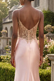Corsetto con appliquetia di champagne e abito da cerimonia lungo con fessura
