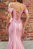 Blush Vestito da cerimonia a spalle fredde con spalle fredde in raso a sirena
