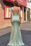 Abito da cerimonia con corsetto sirena con paillettes verdi