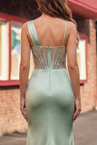 Abito da cerimonia con corsetto sirena con paillettes verdi