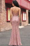 Vestito da cerimonia con corsetto sirena con paillettes fessura