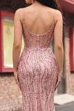 Vestito da cerimonia con corsetto sirena con paillettes fessura