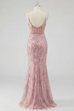 Vestito da cerimonia con corsetto sirena con paillettes fessura