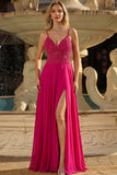 Rose A Line A Lace Up Back con spalline e spalline lunghe Abito da cerimonia con fessura