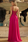 Rose A Line A Lace Up Back con spalline e spalline lunghe Abito da cerimonia con fessura