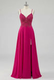 Rose A Line A Lace Up Back con spalline e spalline lunghe Abito da cerimonia con fessura