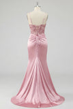 Vestito lungo da cerimonia con paillettes con sirena arricciata