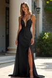 Guaina Champagne Stretch Raso Spaghetti Straps Abito lungo da ballo