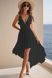 A Line V Neck arruffato chiffon Abito da laurea