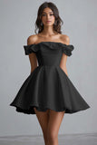 Off The Shoulder A Line Mini Abito Da Laurea Bianco