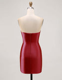 Fucsia senza spalline in rilievo Bodycon Abito da Cocktail con fessura