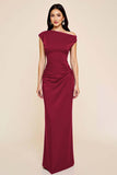 Plum Mermaid increspato monospalla abito lungo formale