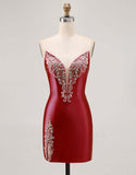 Fucsia senza spalline in rilievo Bodycon Abito da Cocktail con fessura