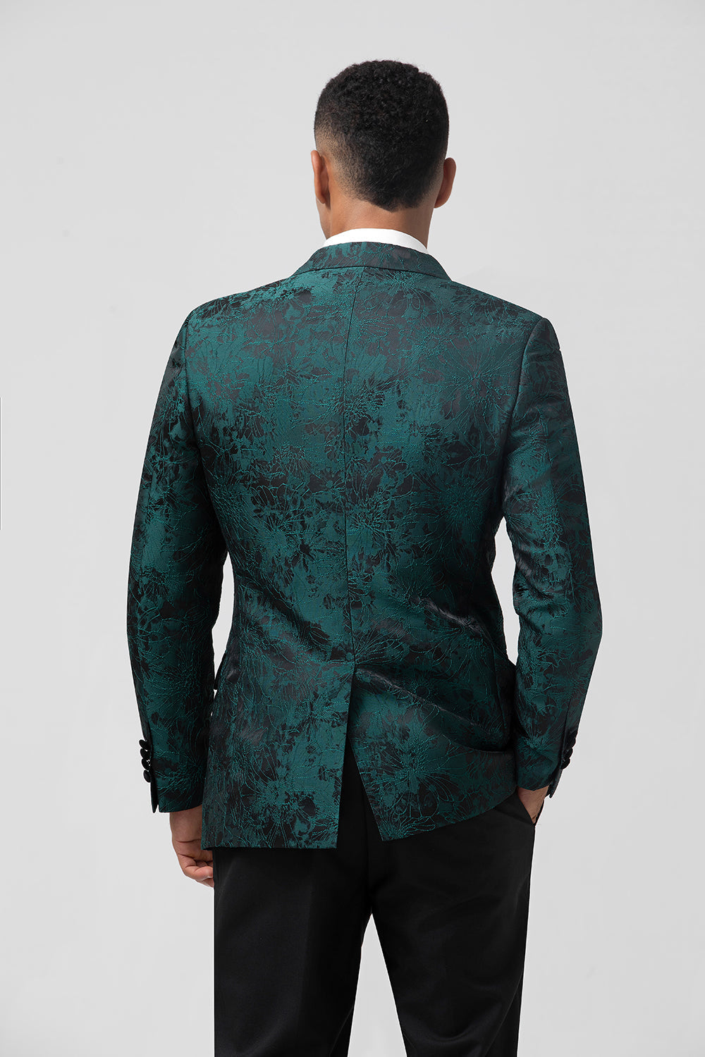 PARKLEES Camicia Uomo Jacquard Raso Floreale Manica Lunga Vestibilità Aderente Per Matrimonio E Feste
