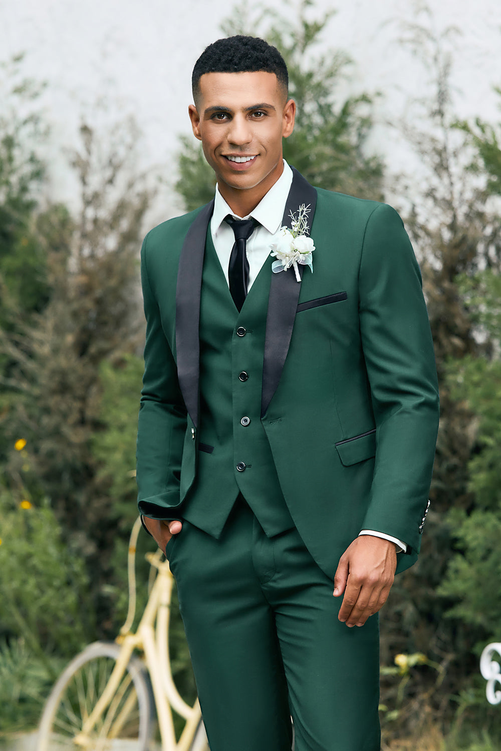 MAGE MALE Abito Uomo 2 Pezzi Slim Fit, Giacca Monopetto Con Risvolto A Scialle E Pantaloni, Design Con Colletto A Blocchi Di Colore, Per Matrimonio E Cerimonie